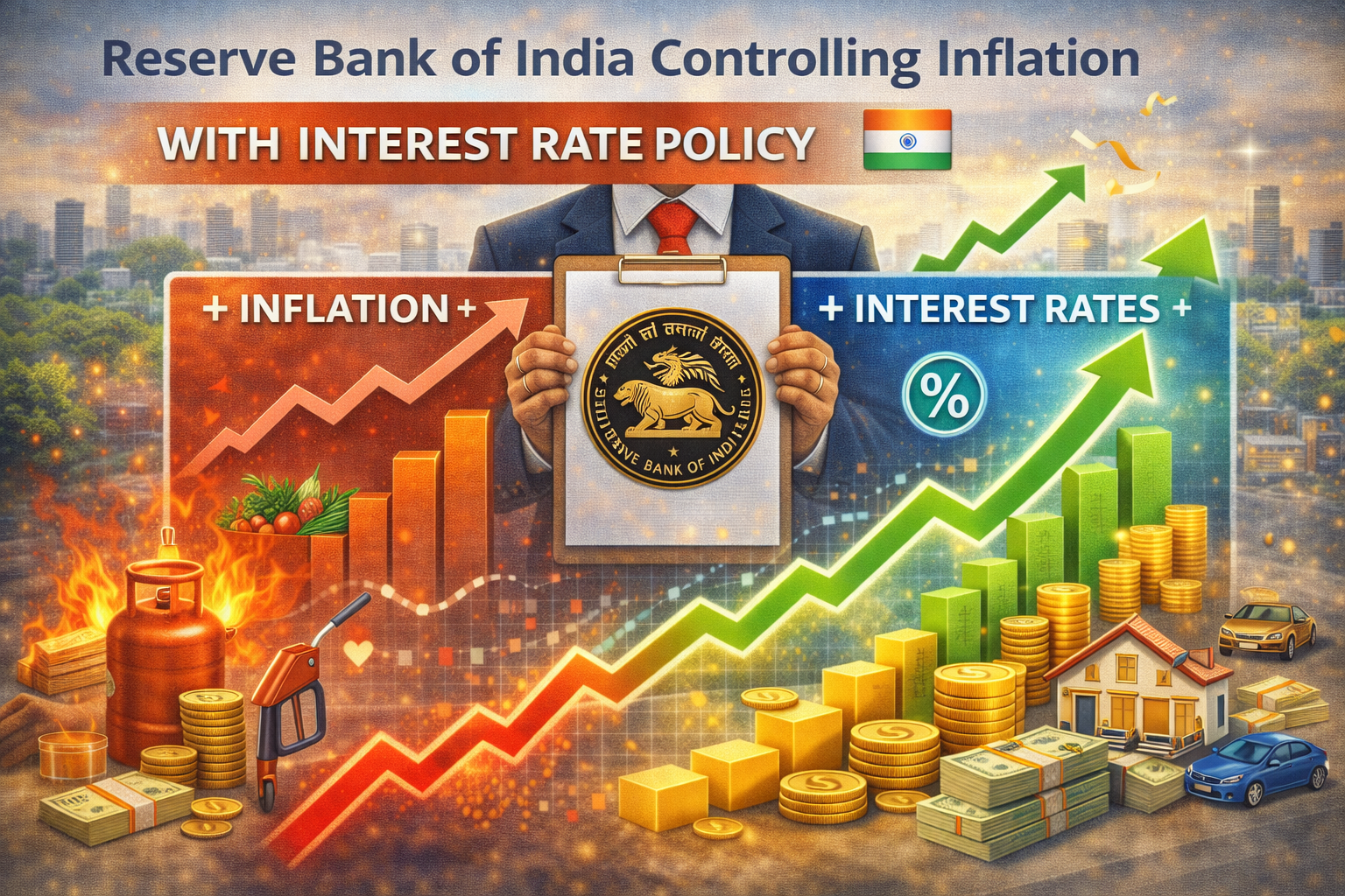 Reserve Bank of India controlling inflation with interest rate policy chart
